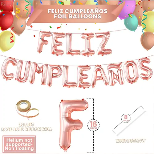 Feliz Cumpleanos Letter Foil Balloons - Chaoee