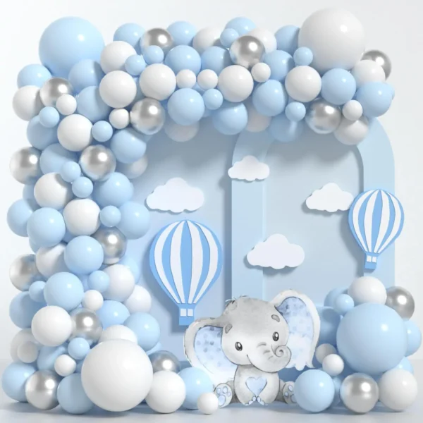 159pcs Light Blue Elephant Balloon Arch Kit | Bulk Baby Shower Decor