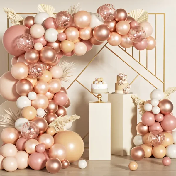 Wholesale 154pcs Rose Gold Balloon Arch Kit – Elite Party Decor Set, Bulk Order Accepted
