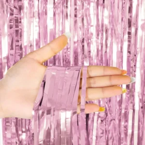 Metallic Pink Fringe Curtain Backdrop for Party Decoration – Wholesale Foil Tinsel Photo Booth Curtain