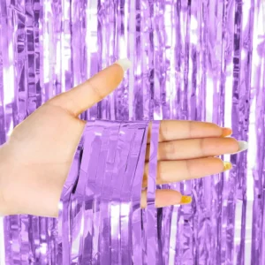 Metallic Light Purple Fringe Curtain Backdrop for Party Decoration – Wholesale Foil Tinsel Photo Booth Curtain
