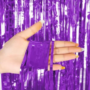 Metallic Purple Fringe Curtain Backdrop for Party Decoration – Wholesale Foil Tinsel Photo Booth Curtain