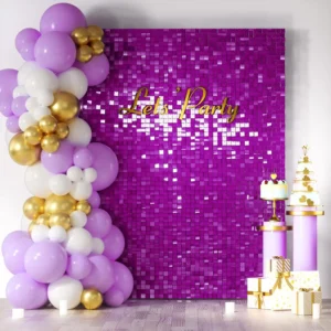 Wholesale Purple Square Sequin Shimmer Wall Panel for Event, Party & Wedding Backdrop Decoration