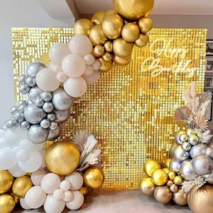 Wholesale Gold Square Sequin Shimmer Wall Panel for Event, Party & Wedding Backdrop Decoration