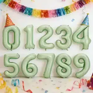 Olive Green Number Foil Balloon