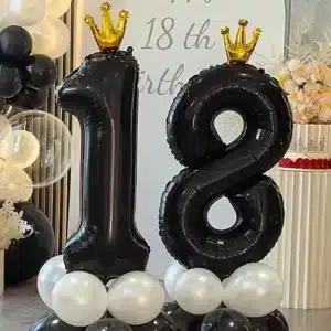 Black Crown Number Foil Balloon