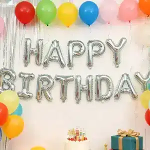 16 inch Silver Happy Birthday Foil Balloon