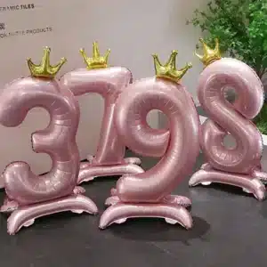 Pink Crown Number Foil Balloon